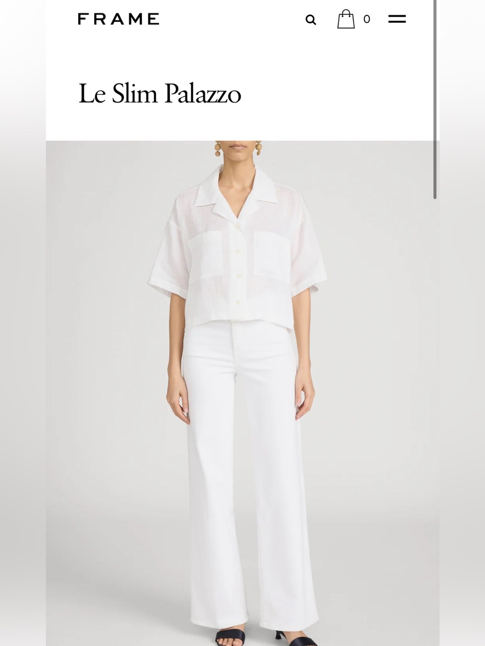 FRAME Denim Le Slim Palazzo White Jeans